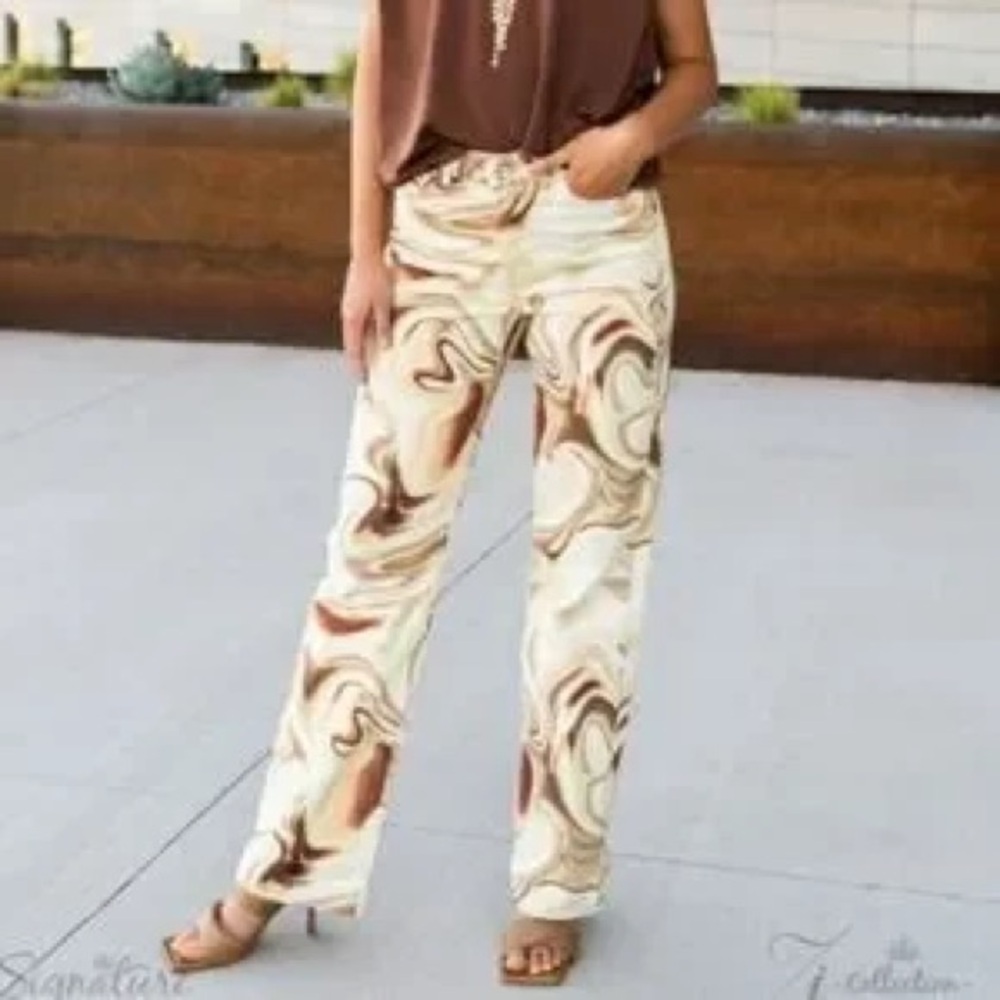 Zara mid rise straight marbled swirl jeans